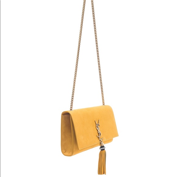 YSL Medium Kate Yellow Suede Tassel Bag - Picture 3 of 7